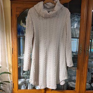 Reborn Creme/Cream Tunic Sweater with Cable Design Style Size XL 14-16